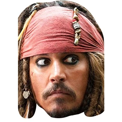 Image of FoxyPrinting Pirates Johnny Depp Celebrity Cardboard Party Face Mask Fancy Dress