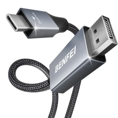 Image of BENFEI USB C to DisplayPort Cable, Type 3M Cable [Thunderbolt 3 Compatible] for MacBook Pro 2022/2021/2020, Samsung Galaxy S21/S20, Surface Book 2, Dell XPS 13/15, Pixelbook