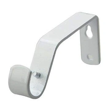 Image of HomeElabador® Curtain Pole Rod Bracket Pipe Holder Heavy Duty Drapery Ring Hook Sturdy Metal Alloy 19mm Brackets (White)