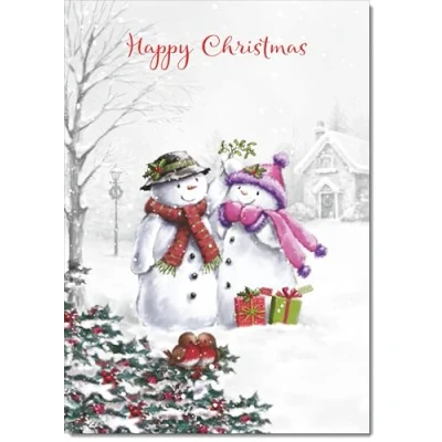 Image of doodlecards Happy Christmas, Christmas Card Two Snowmen Medium Size with Plain Envelope
