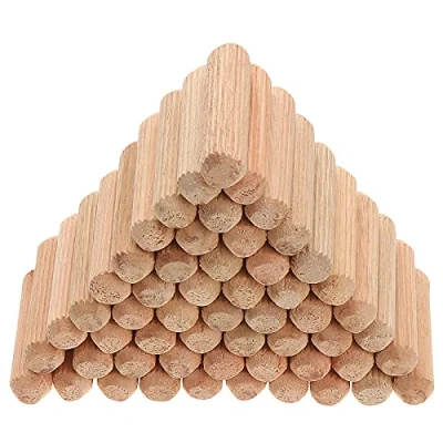 Image of Faankiton 400 Pieces Wooden Dowel Pins 10x40mm, Straight Grooved with Bevelled End, Fluted Hardwood Pins, for Crafts, Furniture, etc.