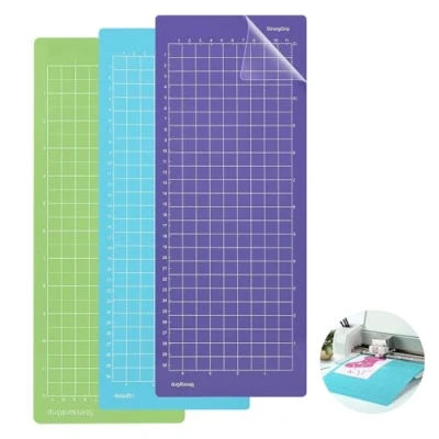 Image of Cutting Mat for Cricut Joy, 3 Pcs 4.5&quot; x 12&quot; Non Slip and Durable (StandardGrip, LightGrip, StrongGrip), Adhesive Sticky Mats Joy Accessories(Green, Blue, Purple)