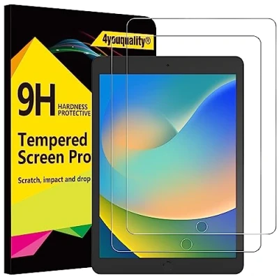Image of 4youquality [2 Pack Screen Protector for iPad 9 (2021 Model)/ 8 (2020 7 (2019 Model)[10.2 Inch, 9th/8th/7th Generation] Tempered Glass Film, Anti Scratch, Impact Resistant