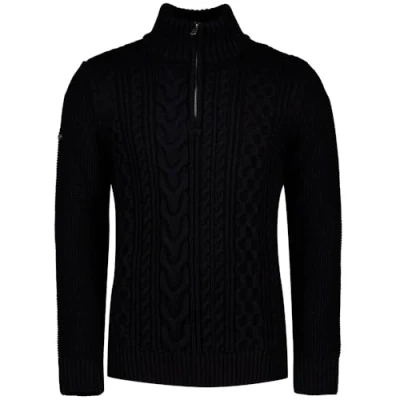 Image of Superdry Half Zip Pullover Jacob Cable Navy Blue Dark size L