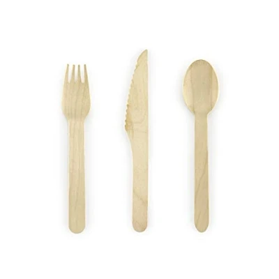 Image of 18 Pieces Wooden Cutlery Set For Kids Birthday Party Picnic 6 Spoons Forks Knives, Eco Friendly, 16cm