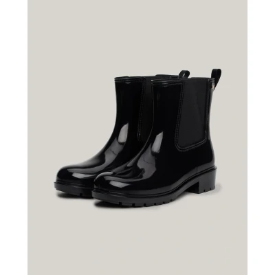 Image of Tommy Hilfiger FLAG Rainboot Wellies, Women&#039;s, Size: 7, Black Synthetics