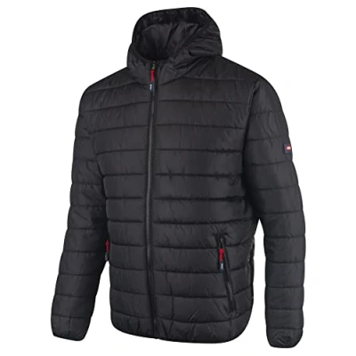 Image of Lee Cooper Workwear LCJKT454 Mens Full Zip Thermal Zipped Hooded Padded Quilted Jacket, Black, X Large