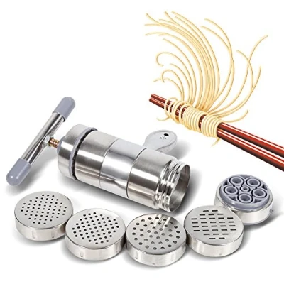 Image of Noodles Maker Machine Portable Manual Operated Stainless Steel Sturdy Homemade Pasta for Fresh Fettuccine Spaghetti Lasagne Dough Roller Press Cutter Noodle Making
