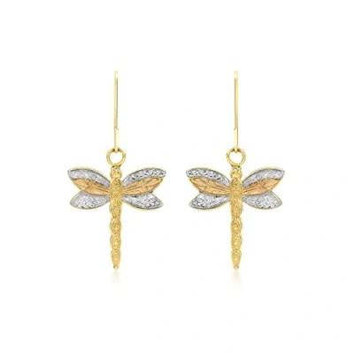 Image of Carissima Gold Women&#039;s 9ct 3 Colour Dragonfly Drop Earrings