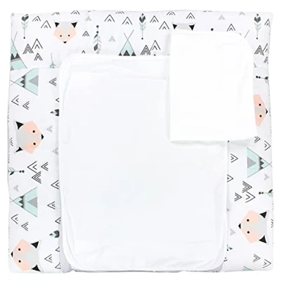 Image of TupTam Baby Changing Mat with 2 Removable Terry Cloths, Gray/Fox Mint, 75 x 80 cm