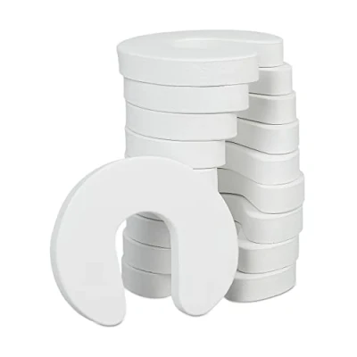 Image of Relaxdays Foam Door Stopper Set of 10, for Drawers, Baby &amp; Child Finger, Pinch Guards, HWD 2x9x10.5 cm, White