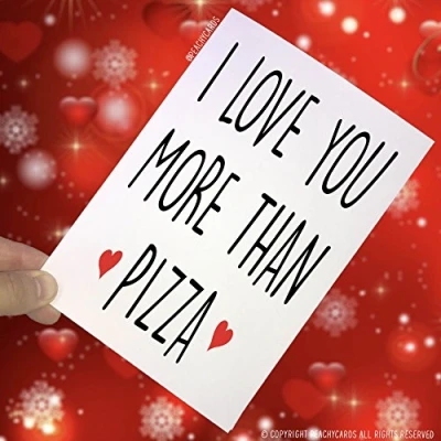 Image of Anniversary Cards, I Love You More Than Pizza, Girlfriend Cards Boyfriend Novelty Card Funny Birthday Valentines PC65