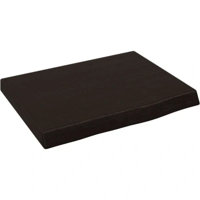 Image of vidaXL Dark Grey Solid Oak Wood Countertop Versatile and Handcrafted Vanity Top with Unique Live Edge Design, Ideal for Bathroom, Office, More 40x30 cm