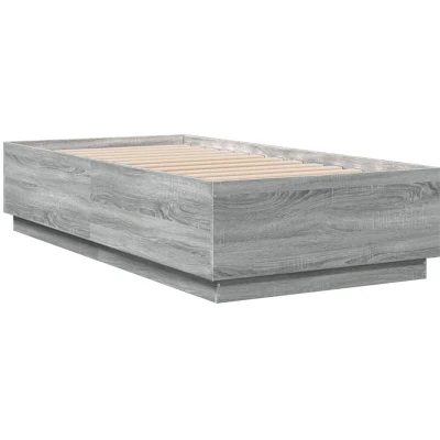 Image of vidaXL Bed Frame with LED without Mattress Grey Sonoma 90x190 cm Single