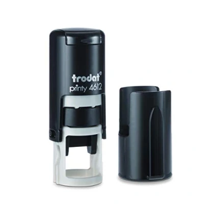 Image of Trodat Printy 4612 Round Personalised Custom Office, Business and Teacher Stamp 2 Lines of Text Impression Size 11 mm Dia Self Inking with 5 Ink Pad Colours to Choose from