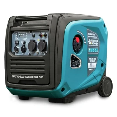 Image of Könner &amp; Söhnen KS 4000iE S portable petrol inverter generator 4000W, with electric start, copper winding, overload and short circuit protection, UK Standard Plug Sockets