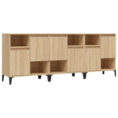 Image of vidaXL Sideboards 3 pcs Sonoma Oak 60x35x70 cm Engineered Wood