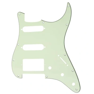 Image of Musiclily HSS 11 Hole Guitar Strat Pickguard for Fender USA/Mexican Made Standard Stratocaster Modern Style, 3Ply Mint Green