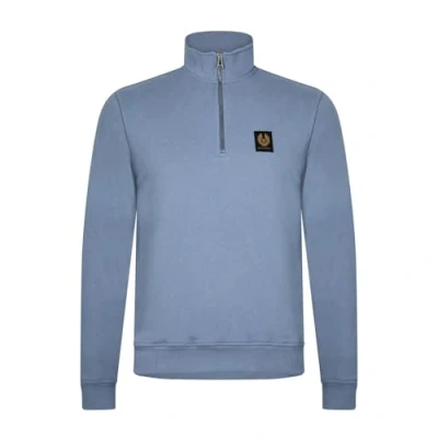 Image of Belstaff Quarter ZIP Sweatshirt, Men&#039;s, Size: Large, Blue flint