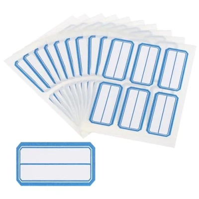 Image of M&amp;G 300 Pcs Name Tag Stickers, Labels Stickers Waterproof Adhesive Blank for Stuff Daycare Supplies Bottle Clothes Fabric Folder Office Camp, 23x49mm, Blue White