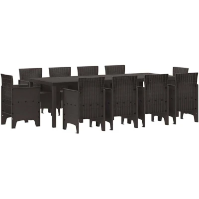 Image of vidaXL Garden Dining Set 11 pcs Brown Rattan