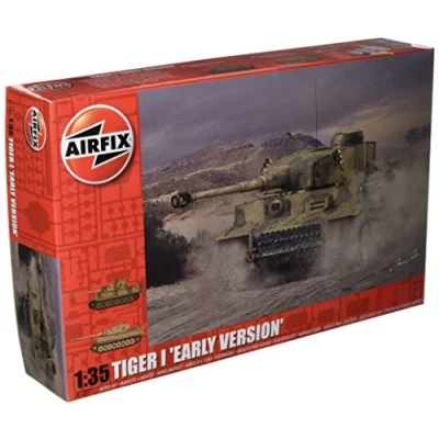 Image of Airfix Model Set A1357 Tiger 1, Early Production Version Building Kit Plastic Tank Kits for Adults &amp; Children 8+, Includes Sprues and Decals 1:35 Scale