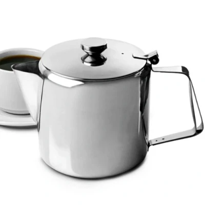 Image of Teapot Mirror Finish 48oz / 1.5ltr Stainless Steel Teapot, Metal 7.5 Cup Cafe Diner