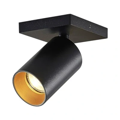Image of Arcchio Ceiling Light &#039;Brinja&#039; (Modern) in Black Made of Metal for e.g. Hallway (1 Source, GU10) from floodlight, Spotlight