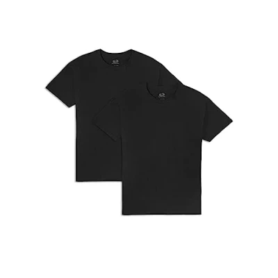 Image of Fruit of the Loom Men&#039;s Eversoft Cotton T Shirts, Breathable &amp; Moisture Wicking with Odor Control, Sizes S 4x, Crew 2 Pack Black, Medium (Pack 2)