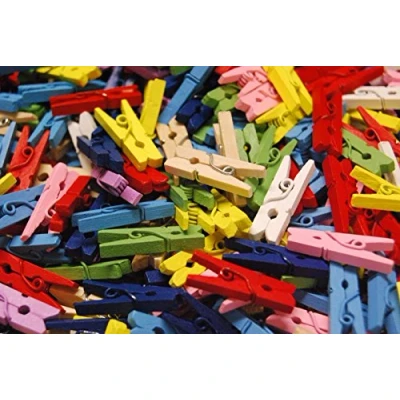 Image of celloexpress Pack of 50 25mm Mini Wooden Craft Pegs Mixed