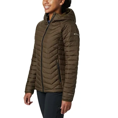Image of Columbia Women&#039;s Powder Lite Hooded Jacket, Puffer Olive Green, Size M