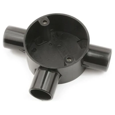 Image of Univolt Rigid Conduit and Accessories 2 Way Through Box Black CB20/2BK