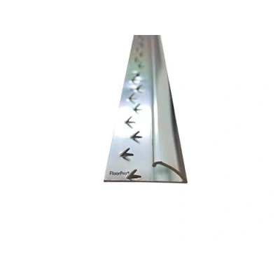 Image of Carpet to Vinyl/Lino Threshold Strip Flooring or Doorway Trim Metal Plate Doorbar Single Edge Silver Colour