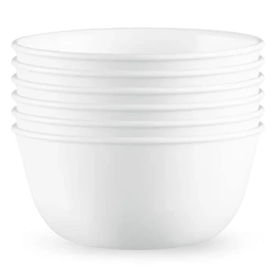 Image of Corelle Vitrelle 28 oz Soup/Cereal Bowls Set of 6, Chip &amp; Crack Resistant Dinnerware for Soup, Ramen, Cereal and More, Triple Layer Glass, Winter Frost White