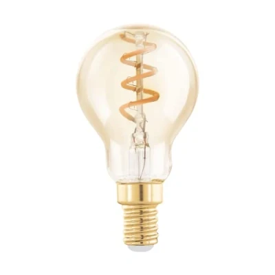 Image of EGLO Dimmable E14 LED, amber vintage spiral filament light bulb, Edison lamp for retro lighting, 4 watt (equivalent to 15 watt), 145 lumen, warm white glow, 2000 Kelvin, P45, Ø 1.8&quot;