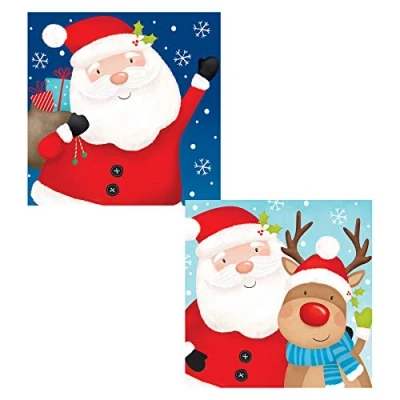 Image of Pack of 10 Christmas Cards with Glitter Detail 8486 Santa