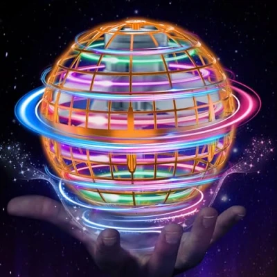 Image of ETPlanet Flying Orb Ball Toys, Hover Pro Spinner Toy, Globe Orbi Magic UFO Smart Boomerang Hand Controlled Mini Drone RGB Cool Stuff for 6 7 8 9 10+ Kids Boys Girls Outdoor Indoor (Orange)