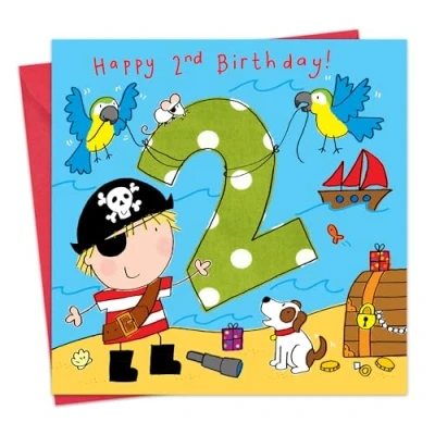Image of Twizler 2nd Birthday Card Boy Pirate Age 2 Boys Happy Year Old Childrens Cards