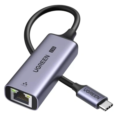 Image of UGREEN USB C Ethernet Adapter, 2.5Gbps High Speed Network Adapter for Gaming, RJ45 Gigabit LAN Adaptor, Compatible with Thunderbolt 3 Mac, Windows, MacOS, iOS, Tablet, iPad, iPhone 15 Pro, Switch