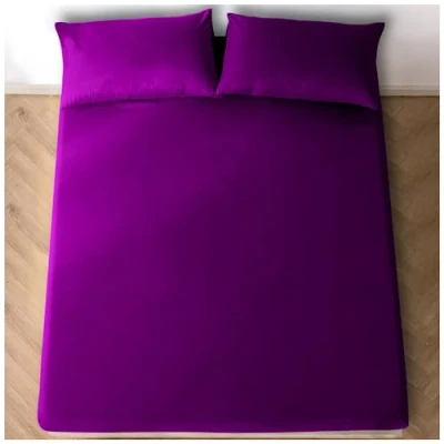 Image of Polycotton Super King Fitted Sheet (180 X 200 Cm) Soft Elasticated Corners Bed Sheets 25cm Deep Berry
