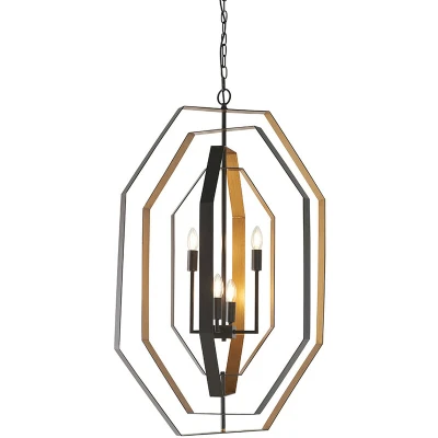 Image of Macerata 4 Light Ceiling Pendant Aged Bronze Effect &amp; Antique Gold Paint