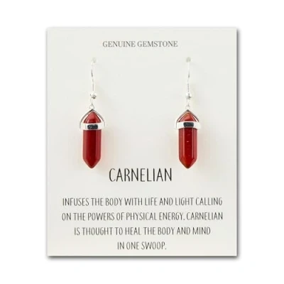 Image of Philip Jones Carnelian Gemstone Drop Earrings with Quote Card