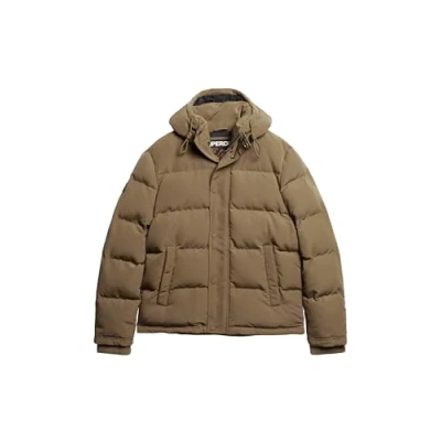 Image of Superdry Everest Hooded Puffer Winter jacket Sandstone Brown, Men&#039;s, Size: XL, brown