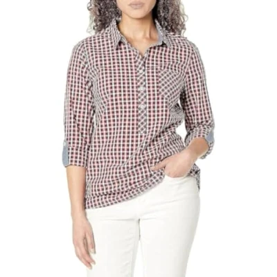 Image of Tommy Hilfiger Women&#039;s J2xmh365 qi2 XS Shirt, Chili Pepper Multi,