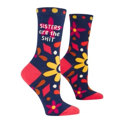 Image of Blue Q Women&#039;s Funny Crew Socks Friends, Family, and Pets, Sisters Are the , One size