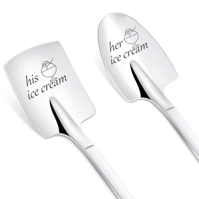Image of PBIEHSR Teaspoon Coffee Spoons, Stainless Steel Tea Spoon Dessert Spoons for Drink Mixing Milkshake Jam, Set of 2 (Silver)