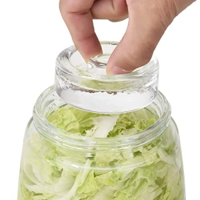 Image of Set of 4 Pack Glass Fermentation Weights with Innovative Handle for Wide Mouth Mason Jar Perfect Making Pickles, Sauerkraut and Other fer