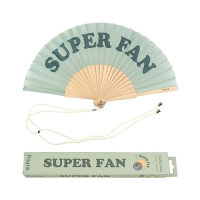 Image of Fisura Original handheld folding with the Message. Modern and Funny Wooden Fan. Fan Holder Dimensions: 42.5 x 23 cm (Super fan, green)
