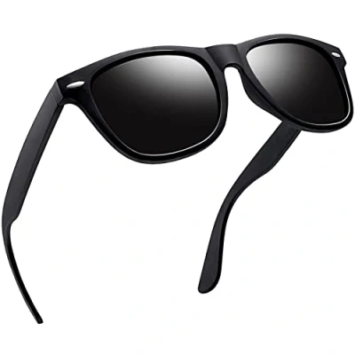 Image of Joopin Square Polarised Sunglasses Mens UV Protection Unisex Retro Womens for Driving Hiking Fishing Sports (Matte Black Frame)
