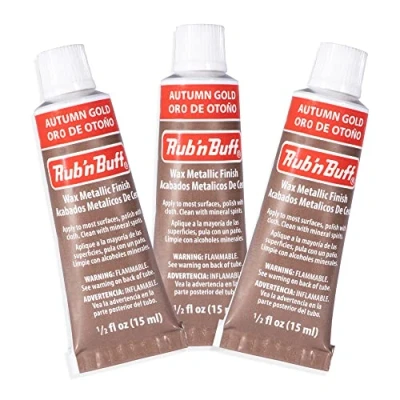 Image of AMACO Rub n Buff Wax Metallic Finish  3 Autumn Gold 15ml Tubes Versatile Gilding for Finishing Furniture Antiquing and Restoration Colors Set of Three